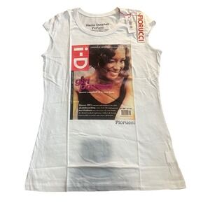 NWT Fiorucci X Naomi Campbell Collab White Cap Sleeve Tee Cannabis Special RARE